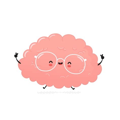 Triste lindo cerebro humano deprimido. diseño de icono de ilustración de personaje de dibujos ...