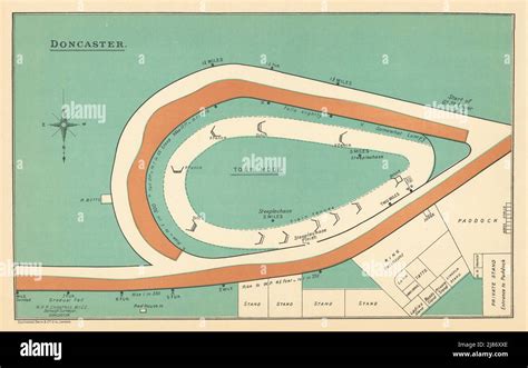 Doncaster racecourse, Yorkshire. Town Moor. BAYLES 1903 old antique map chart Stock Photo - Alamy