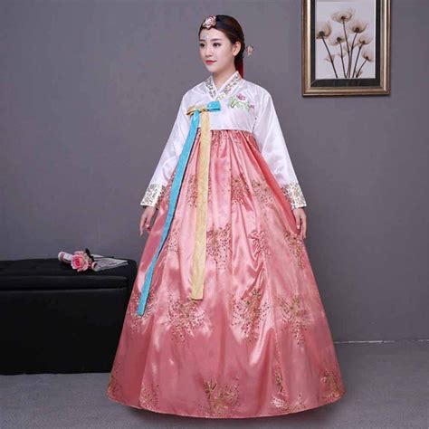 Female Korean Traditional Long Sleeve Classic Hanboks Dress Cosplay Costume Women Palace Korea ...