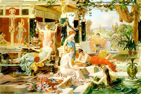 The Roman Bath Young Women Bathing Painting by Emmanuel - Etsy UK