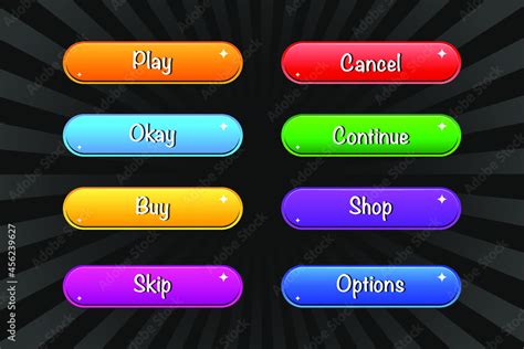 Game UI set of Buttons. GUI to build 2D games. Can be used in ...