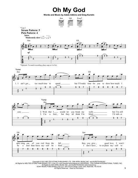 Oh My God Sheet Music | Adele | Easy Guitar Tab