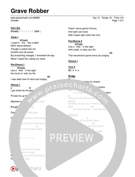 Grave Robber Chords PDF (Crowder) - PraiseCharts