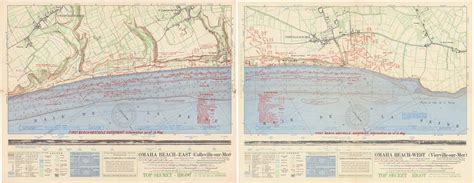 Rare pair of planning maps for the D-Day landing at Omaha Beach - Rare & Antique Maps