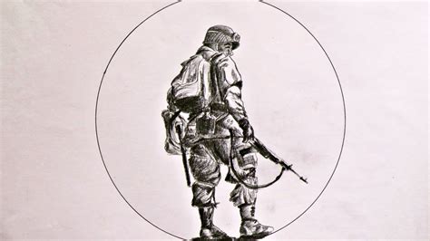 Really easy to draw a soldier /How to draw soldier with his gun/ step ...