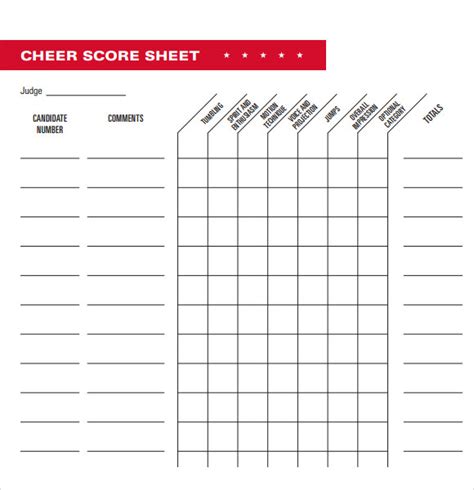 Montegut Middle School: Middle School Cheer Tryout Score Sheet