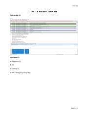 Lab 19 - CSIS 330 LAB 19 ANSWER TEMPLATE Screenshot #1: Question #5: a. Ethernet 1 b. 16 c. 534 ...