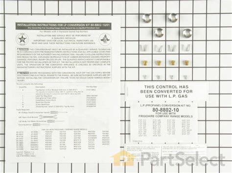 Frigidaire 5303286386 - Gas Range LP Conversion Kit | PartSelect.ca