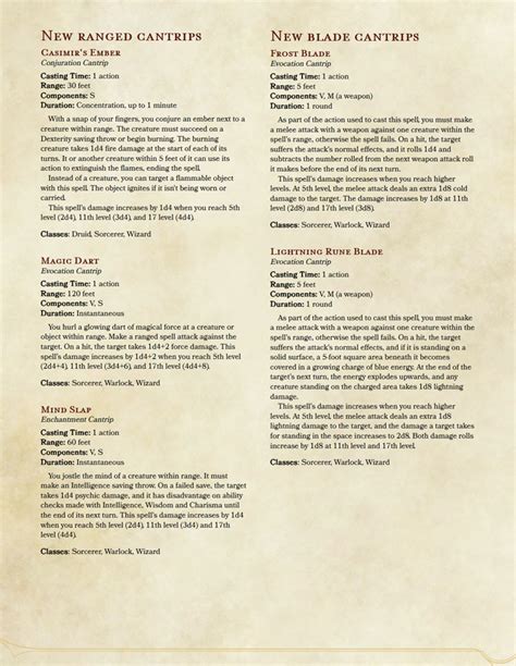 Five New Cantrips - UnearthedArcana Dungeons And Dragons Rules, Dungeons And Dragons Classes ...