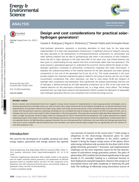 (PDF) Design and cost considerations for practical solar-hydrogen generators