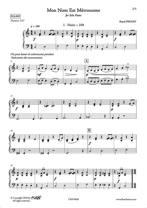 P. PROUST - Mon Nom Est Métronome - Sheet music for Piano