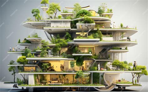 Premium AI Image | Sustainable urban design project Green architectural