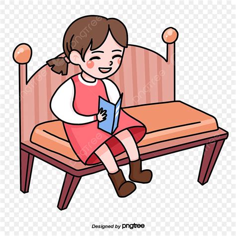 Reading Happily Clipart Vector, The Little Girl Sat In Her Chair And ...