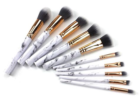 10Pcs Marble Stripe Makeup Brushes Set Pro Cosmetic Brush Kits ...