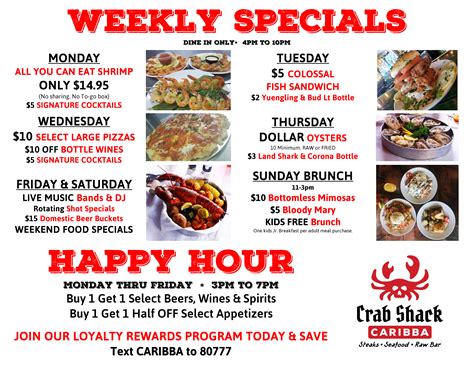 Crab Shack Weekly Specials – Suncrest Towne Centre