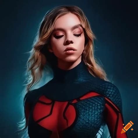 Sydney sweeney as spider woman with closed eyes