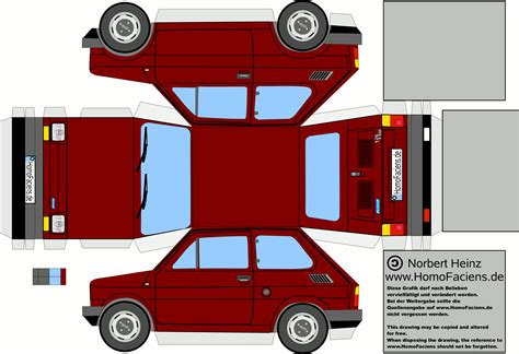 fiat 126 prima serie bordeau - Cerca con Google | Paper model car, Paper car, Car papercraft