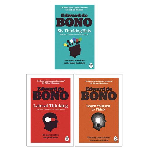 Edward de Bono Collection 3 Books Set (Six Thinking Hats, Lateral Thinking, Teach Yourself To ...