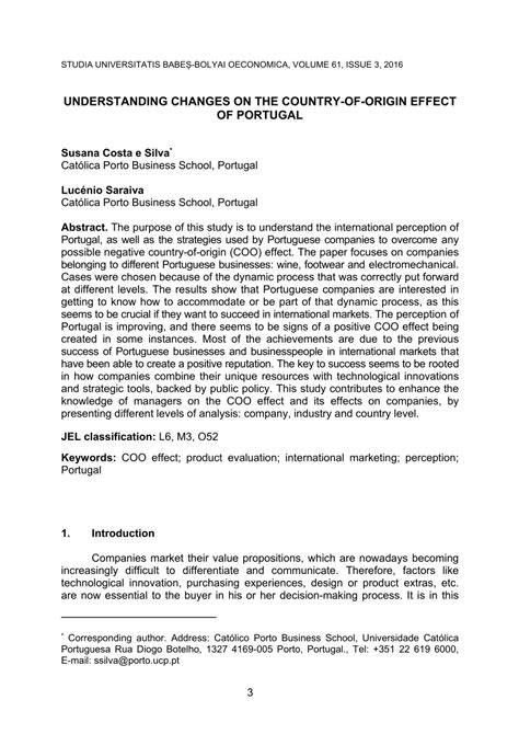 (PDF) Understanding the impact of the Country-of-Origin effect in Portugal