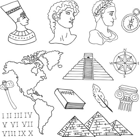 History Hand Drawn Vector Illustration Objects Set 13735455 Vector Art at Vecteezy