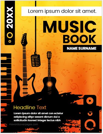 Music book cover page template | MS Word Cover Page Templates