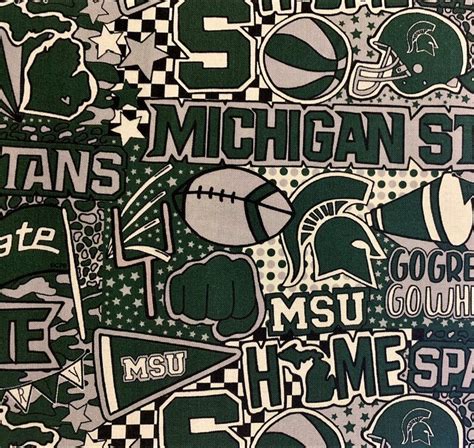 NCAA Michigan State Spartans Green & White College Logo Cotton | Etsy