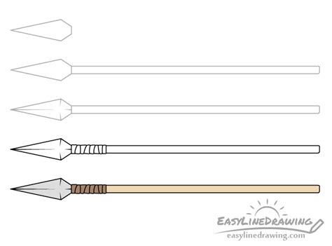 How to Draw a Spear Step by Step - EasyLineDrawing