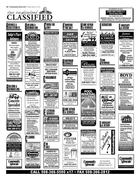 classified.ads.04.26.13 by Newsroom - Issuu