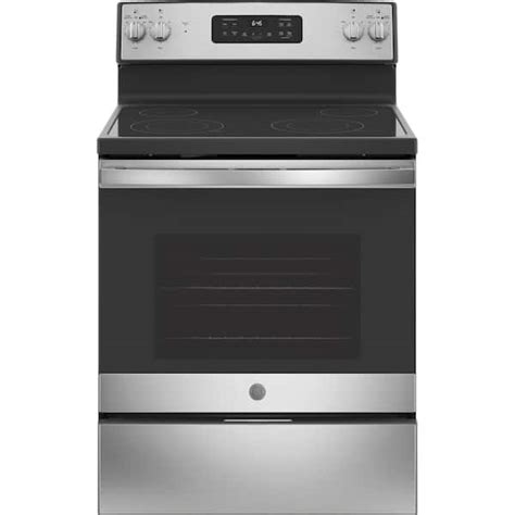 GE 30 in. 5.3 cu. ft. Freestanding Electric Range in Stainless Steel ...