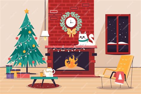 Christmas Living Room Scene Cartoon | Baci Living Room