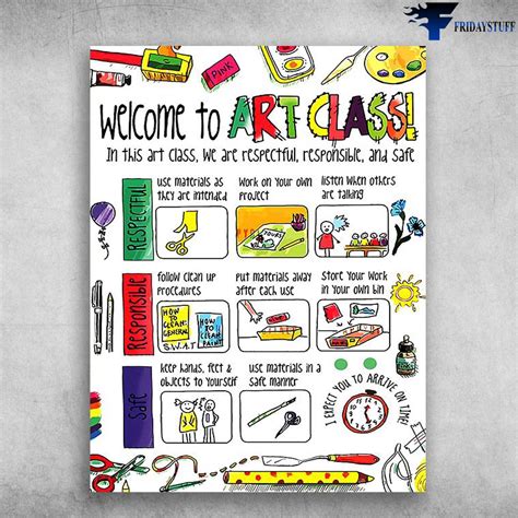 Art Class, Classroom Poster - Welcome To Art Class, In This Class, We Are Respectful ...