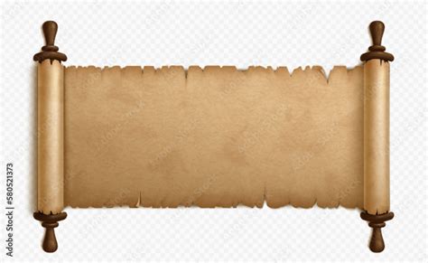 Realistic open parchment scroll isolated on transparent background ...