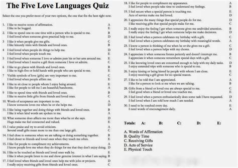 Love Languages Quiz Printable