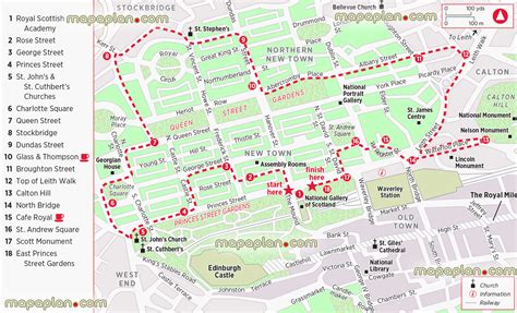 Edinburgh top tourist attractions map - New Town walking tour guide itinerary planner showing ...