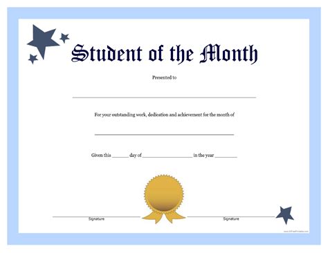 Student Of The Month Template Asouthernbellein pertaining to Free Printable Student Of The Month ...