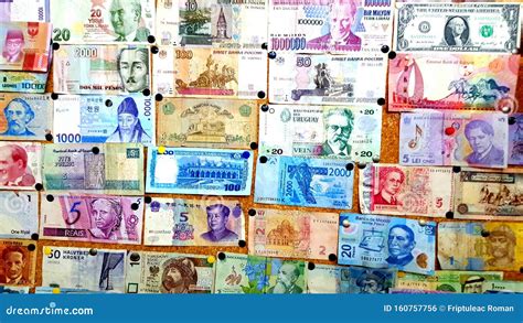 Currency of Different Countries Background. Colorful Banknotes of ...