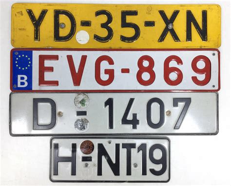 Lot - (4) European License Plates