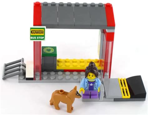 LEGO CITY BUS Stop with Minifigure Child with Cell Phone and Dog from ...