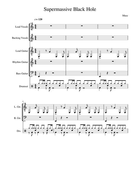 Supermassive Black Hole - Muse Sheet music for Drum Group, Vocals, Guitar, Bass (Mixed Ensemble ...