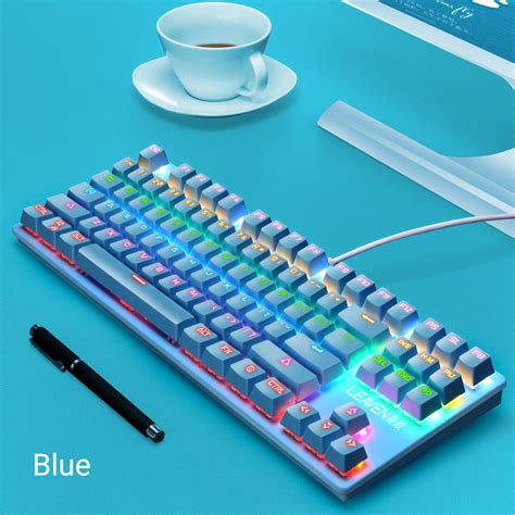 New K550 87 Keys Wired Mechanical Keyboard Blue Switch Waterproof 19 RGB Backlight Gaming ...