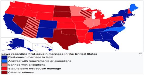 First-Cousin marriage laws in the United States [1012x902] : MapPorn