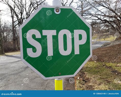 Green stop sign stock photo. Image of sign, unique, signage - 138663148