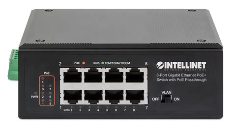 Intellinet 8-Port GbE PoE+ Switch w/ PoE Passthrough (561624)