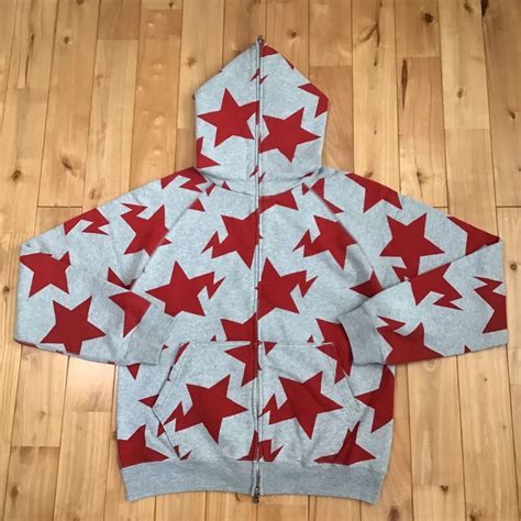 Bape BAPE Star full zip hoodie Gray x Red | Grailed | Bape star, Bape zip up hoodie, Bape