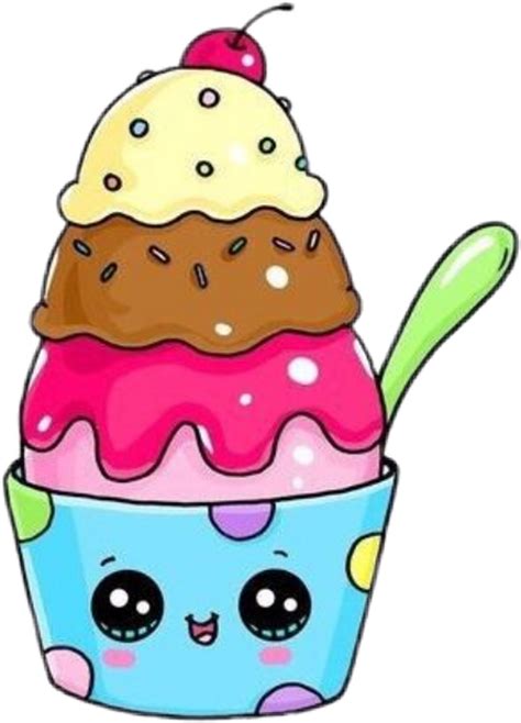 Helado Sticker - Pretty Drawings Easy Ice Cream Clipart - Full Size Clipart (#3315382) - PinClipart