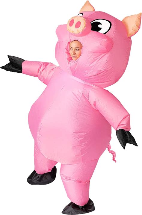 Spooktacular Creations Inflatable Pig Halloween Costume, Adult Unisex Full Body Animal Pig ...