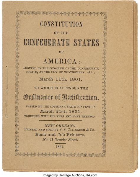 Constitution of the Confederate States of America:. ... Books | Lot #47140 | Heritage Auctions