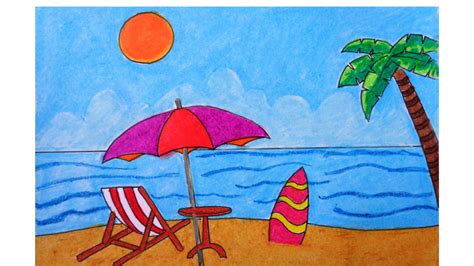 summer scenery | Summer drawings, Summer season drawing, Easy painting for kids