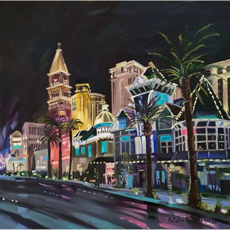 Las Vegas painting Original art Night City Vegas artwork 16 - Inspire ...