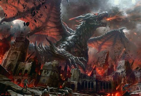 #dragon fantasy city #fire fantasy art #2K #wallpaper #hdwallpaper # ...